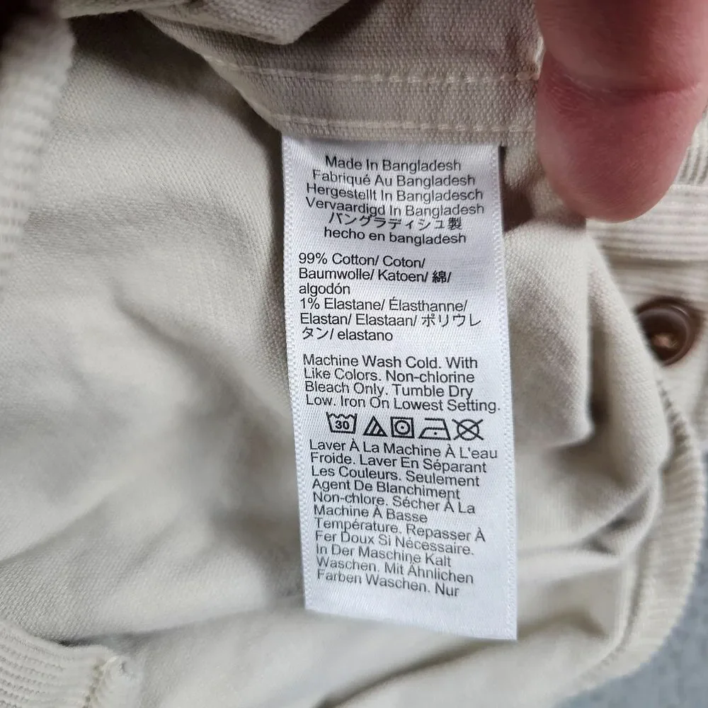 J Crew Shirt Mens Medium Beige Corduroy Classic Fit Long Sleeve Pockets Workwear